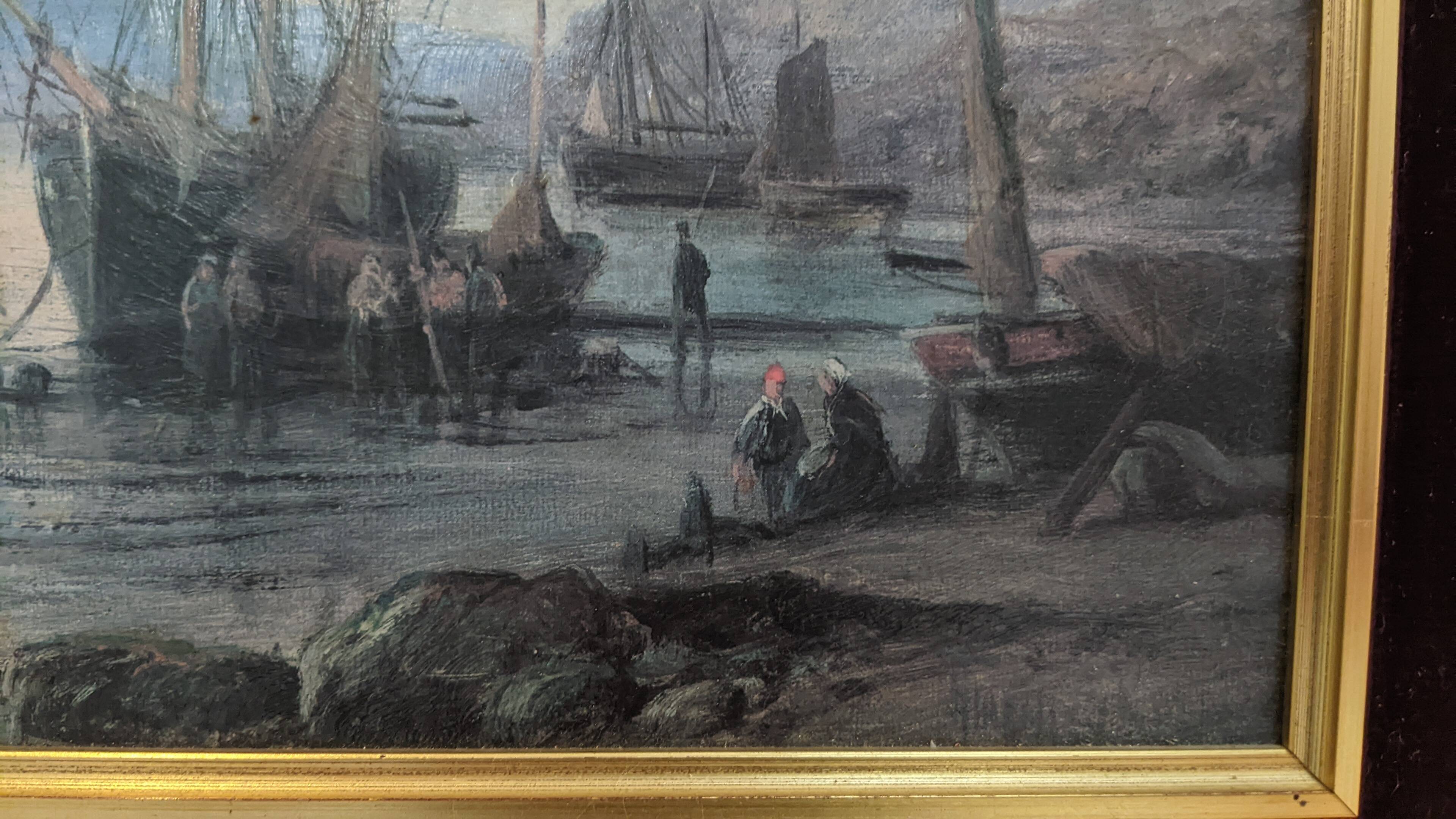 Oil Painting "Marine" Sailing Ships Coastal Scene William Thornley