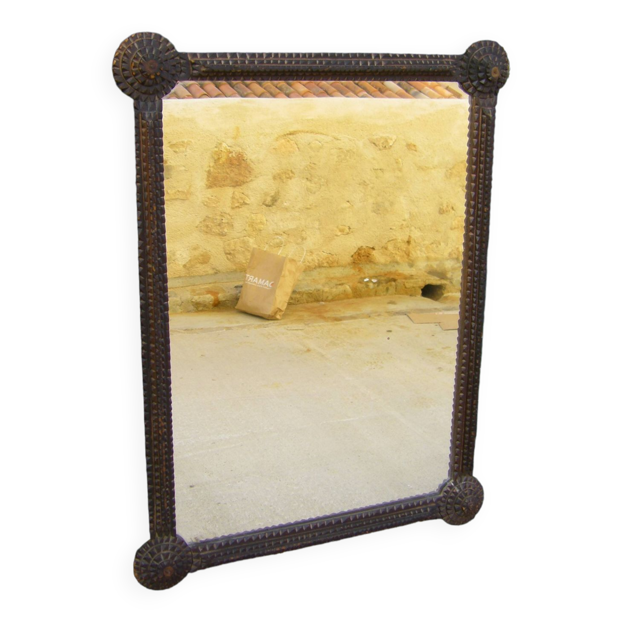 Old mirror "Tramp art"