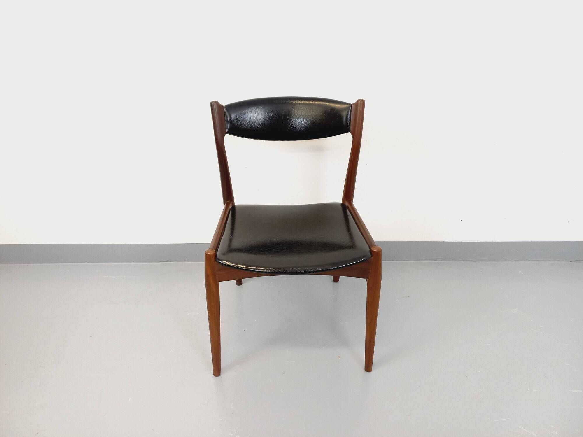 Vintage Scandinavian teak and leatherette chair from the 50s and 60s