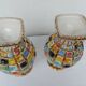 PAIR OF CERAMIC VASES DOREE, POLYCHROME, VINTAGE ITALY 60'S