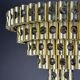 Gaetano Sciolari 5-tier chandelier, brass & crystal, Italy, 1970s