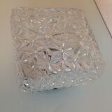 Square ceiling lamp structured glass / vintage 60s-70s