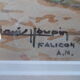 Aquarelle de Louis Houpin : rue du four falicon alpes maritimes 06, réencadrée bois et or