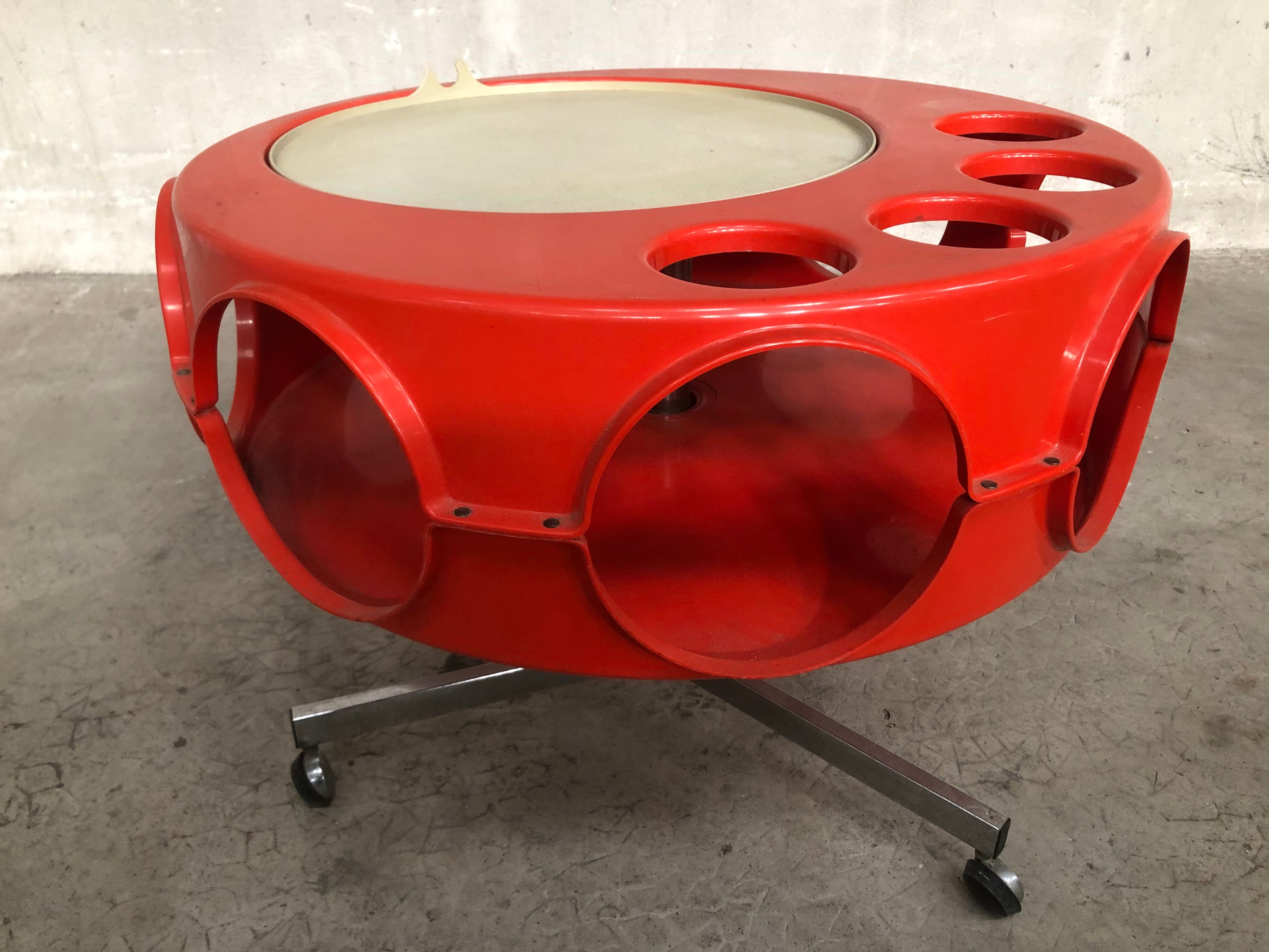 Orange rotobar coffee table design 60/70