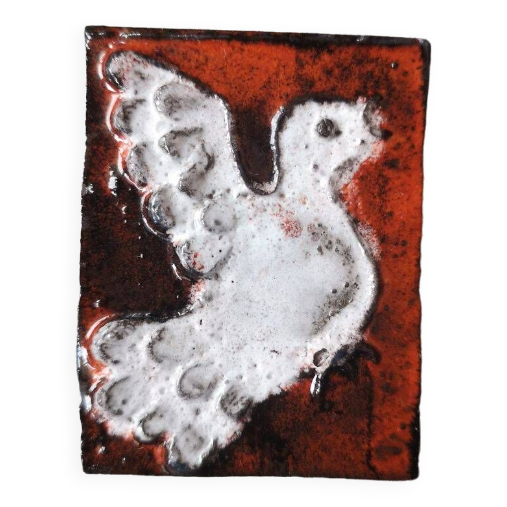 Dove pattern ceramic plate - matchbox - Mid 20th century