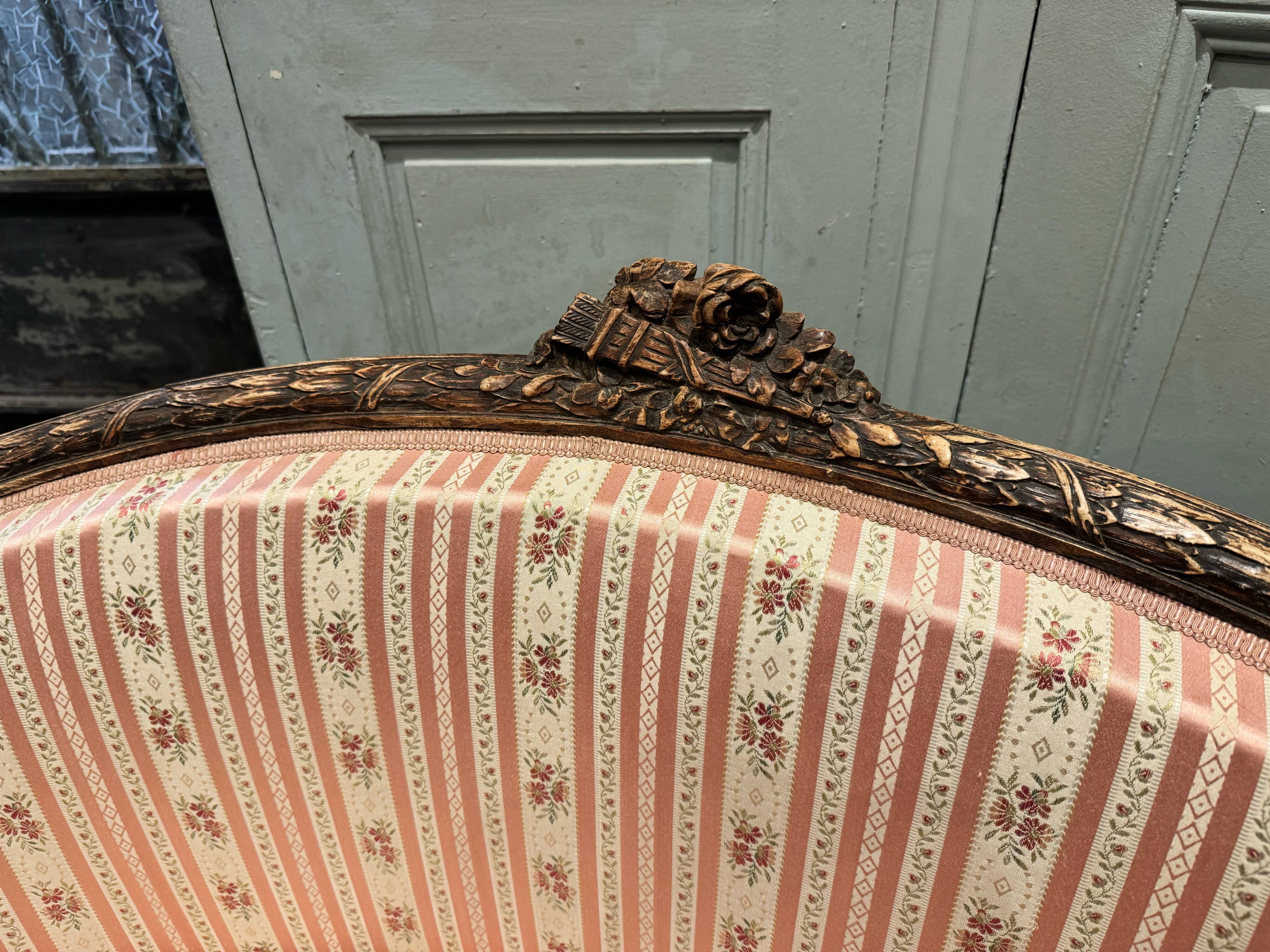Small Sofa / Marquise From the Napoleon III Period in Waxed Wood in Louis XVI Style