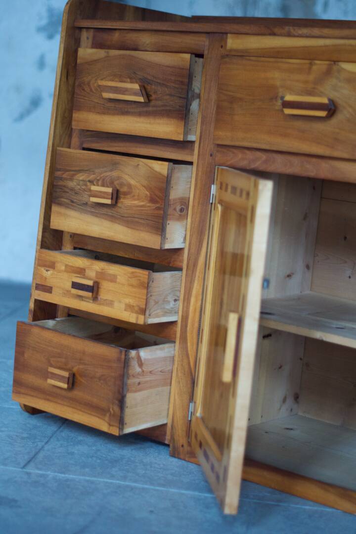 Arts & crafts solid wood sideboard/chest of drawers - France 1950