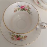 Royal Albert English porcelain set of 2 cups, saucers, and milk jug.