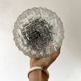 Vintage round ceiling light in molded glass