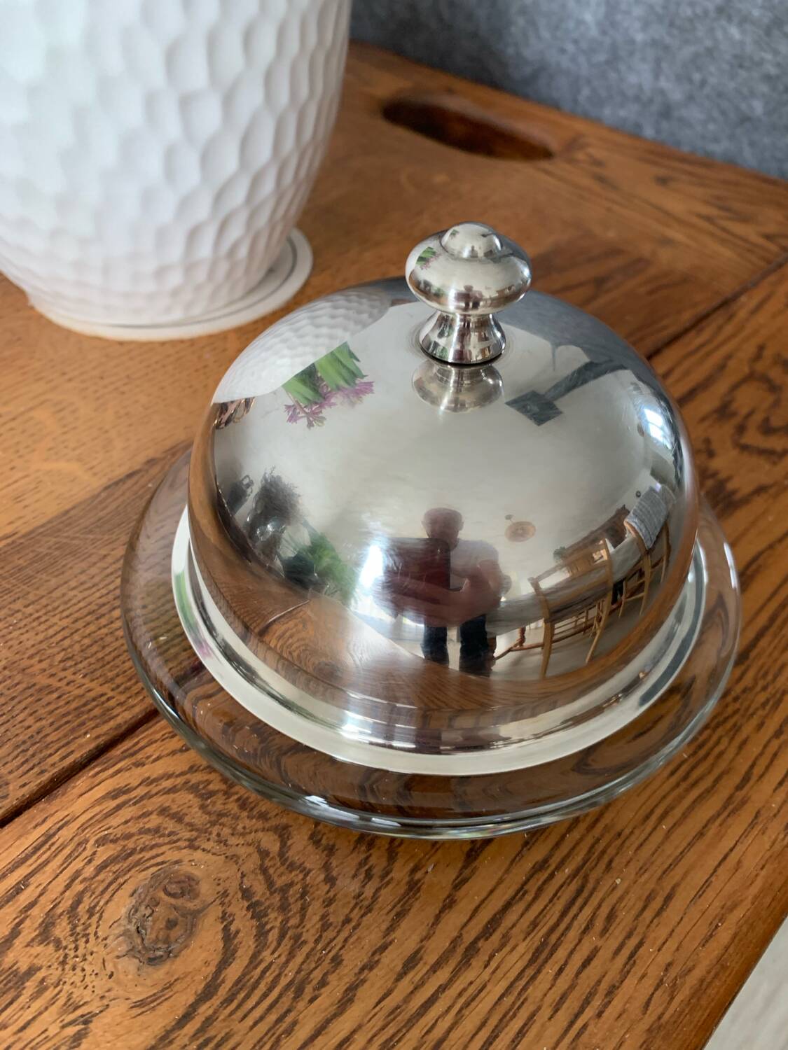 Saint Hilaire - butter dish under silver metal bell or caviar dish.