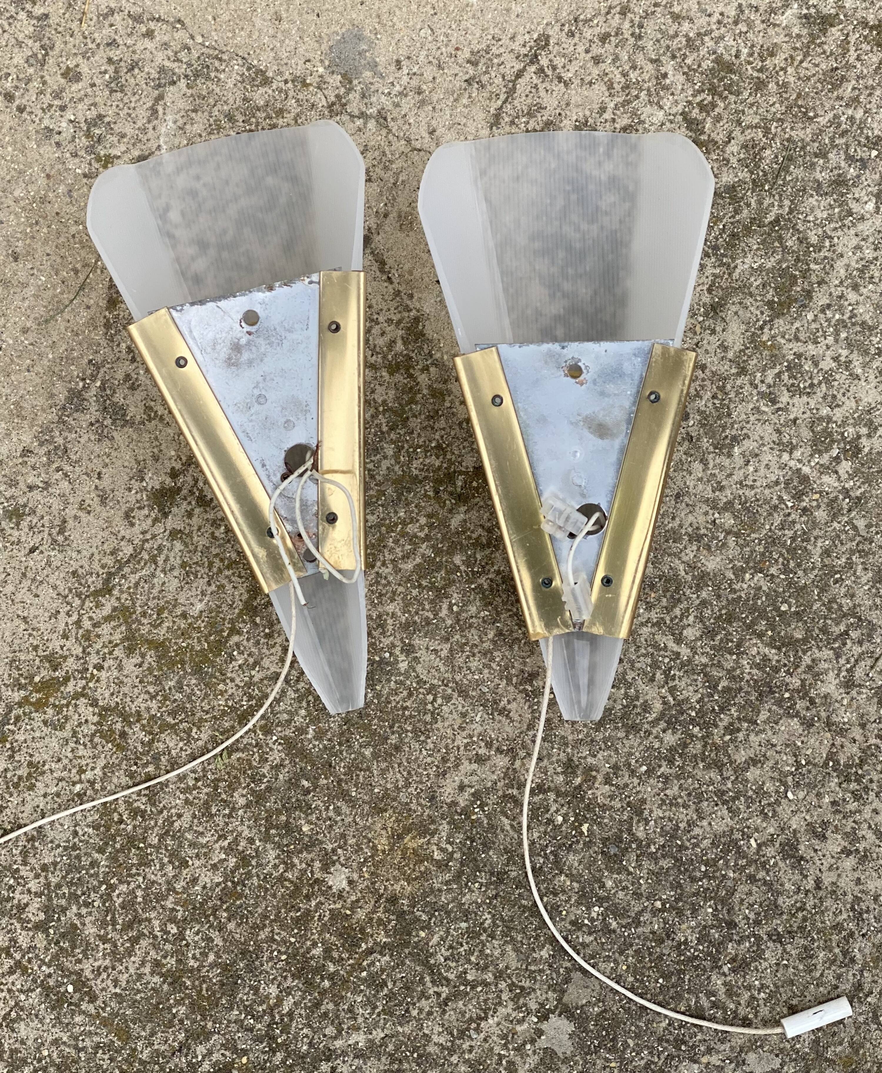 Pair of vintage modernist design wall lights from the 1970s