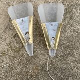 Pair of vintage modernist design wall lights from the 1970s