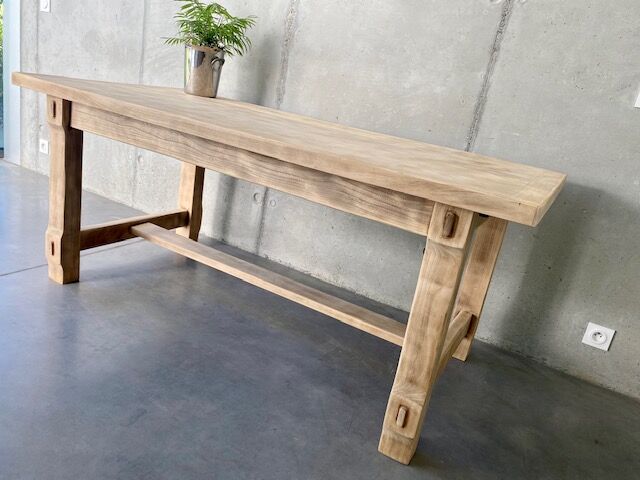 Stripped farmhouse table extensions to 255 cm