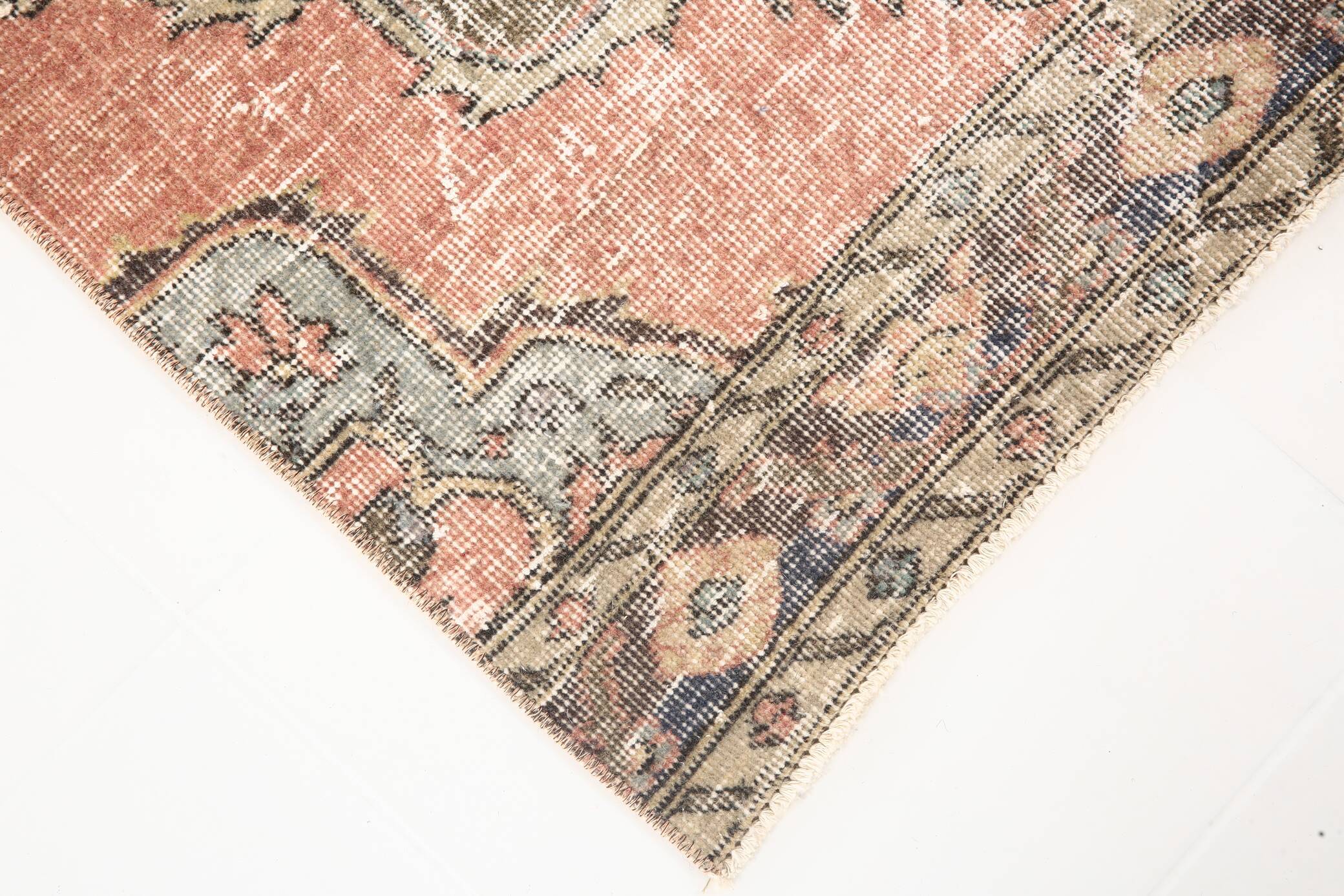 3x13 Pale Red Vintage Runner Rug, 85x388Cm