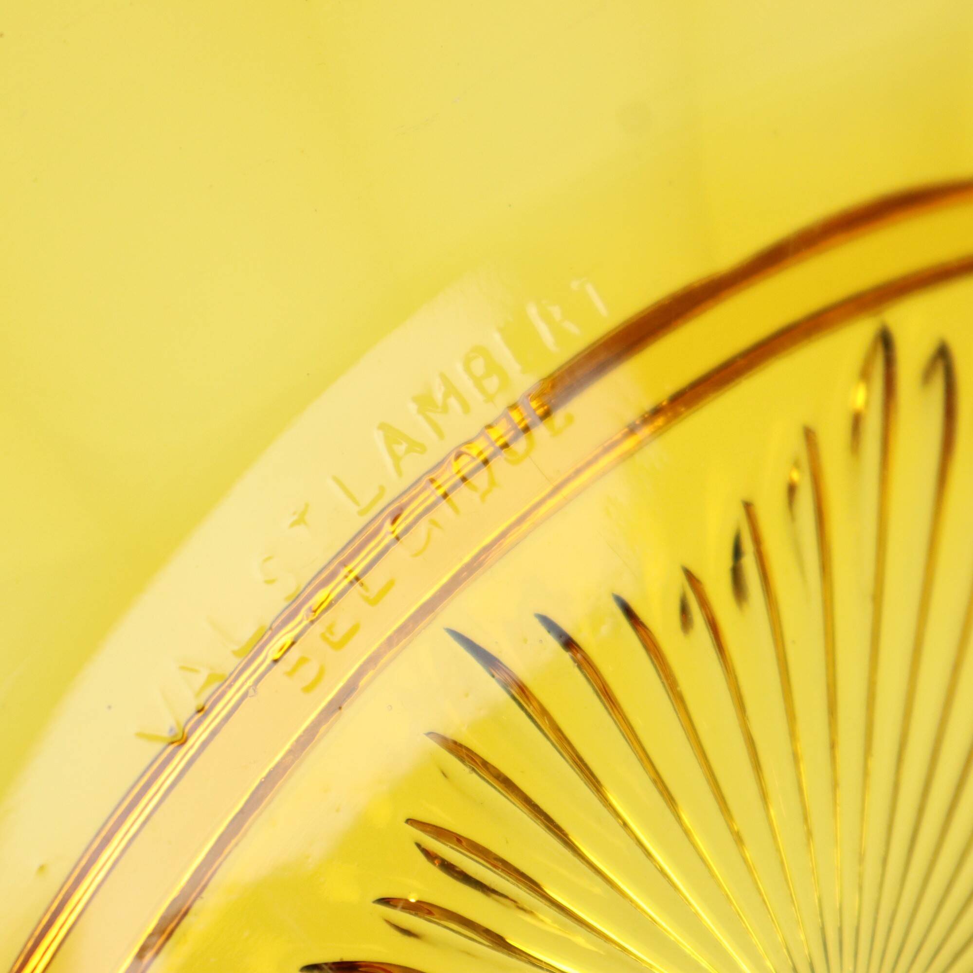 Val Saint Lambert Fruit bowl Amber Luxval Art Deco 1935