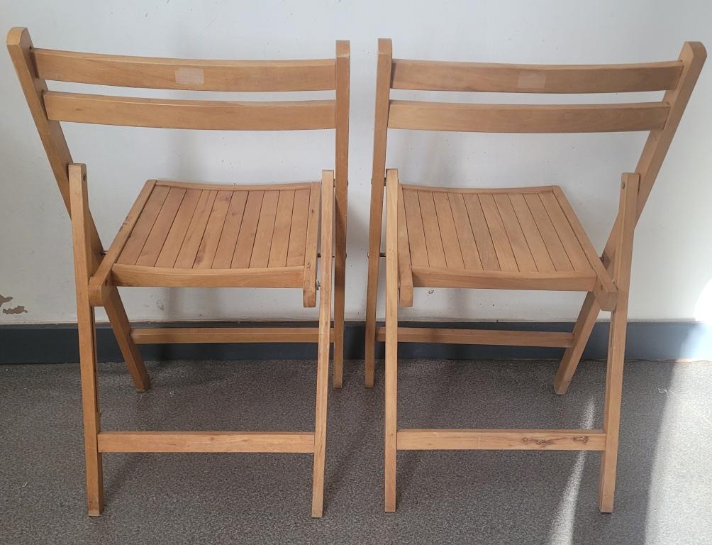 Pair of vintage wooden folding chairs