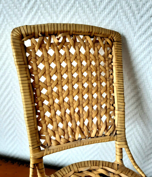 Vintage rattan doll chair