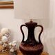 Vintage ceramic lamp, striped cotton shade