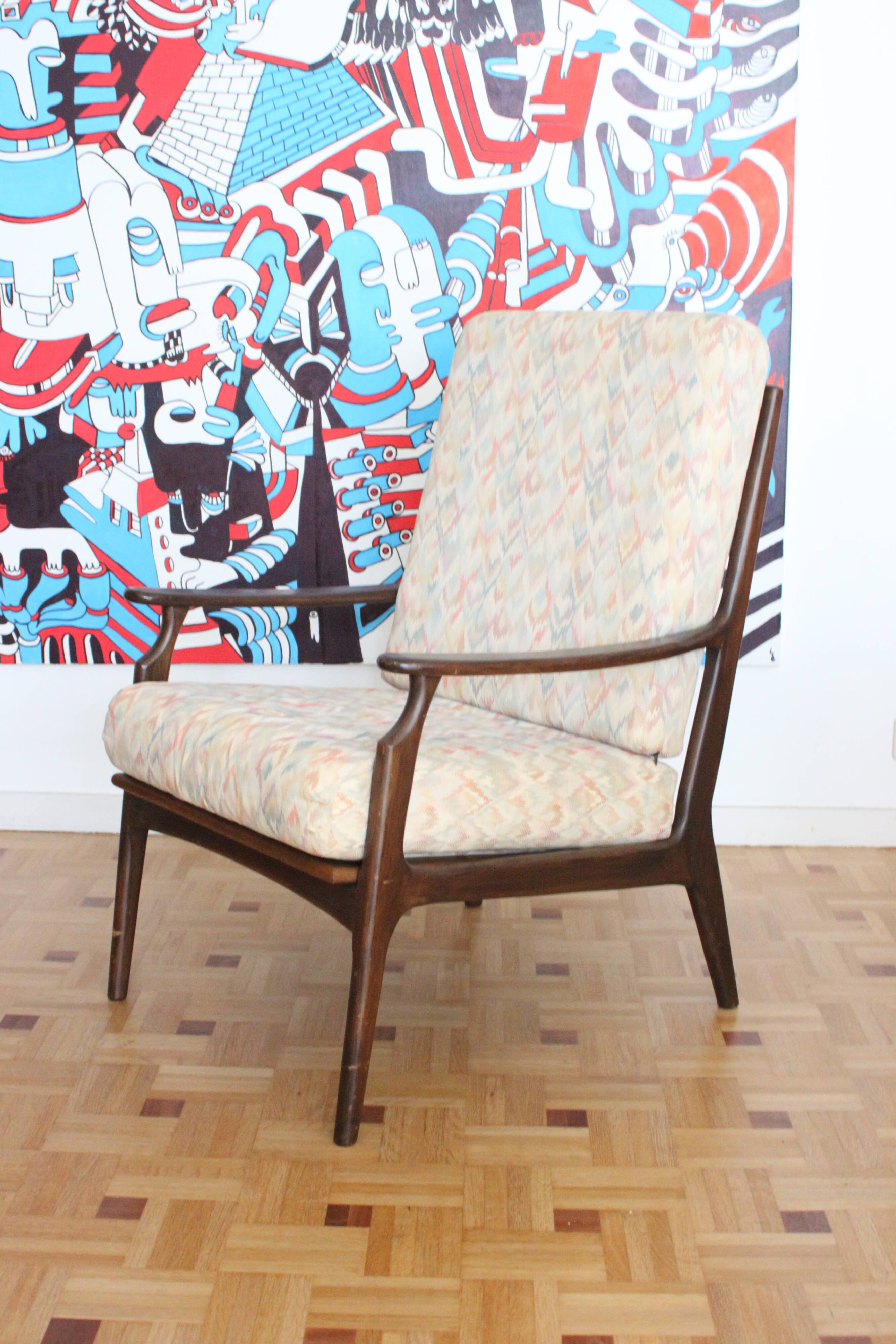 Fauteuil relax vintage en bois de style scandinave, 1950