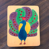 Wooden puzzle peacock pattern