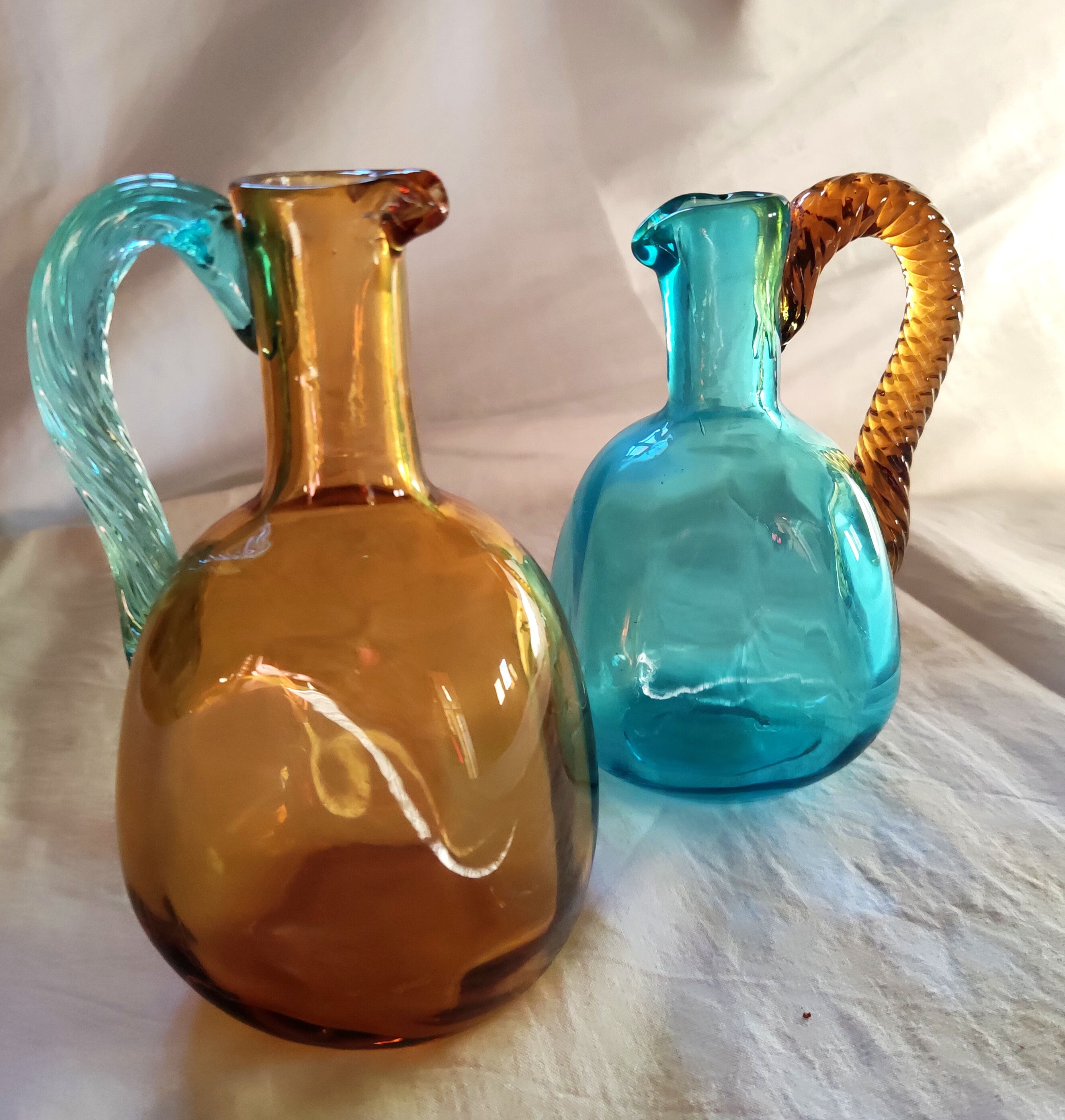 2 antique glass pitchers Georges Sand