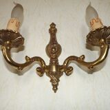 Pair of double wall sconces in bronze in traditional mid-century French style 5163