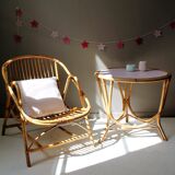 Vintage rattan round table