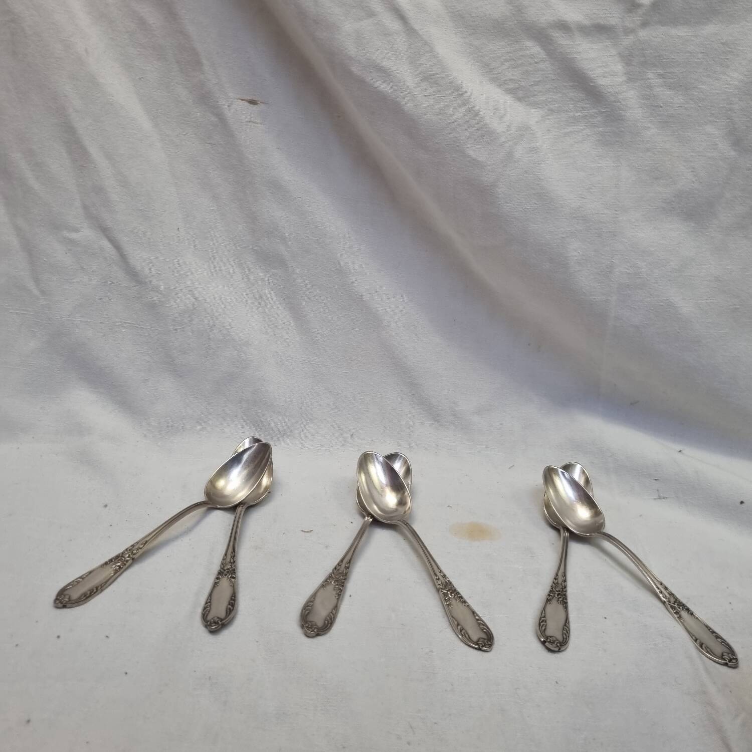 6 Art Deco silver teaspoons