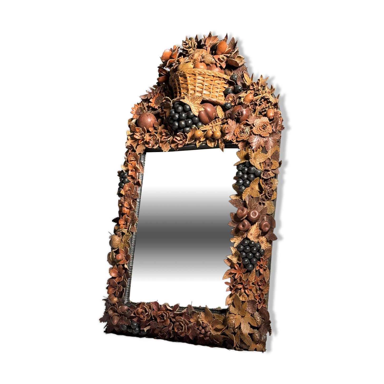 English folk art mirror leather