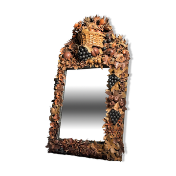 English folk art mirror leather