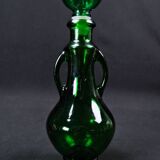 Vintage 70s green Empoli glass genie carafe bottle