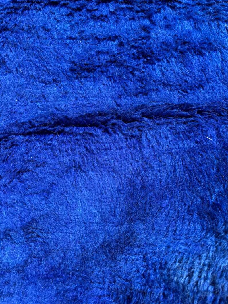 Handmade Moroccan rug blue 210x300 cm – | Geometric rug with checkerboard pattern | Boho vintage interior decoration