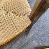 4 wooden country straw chairs