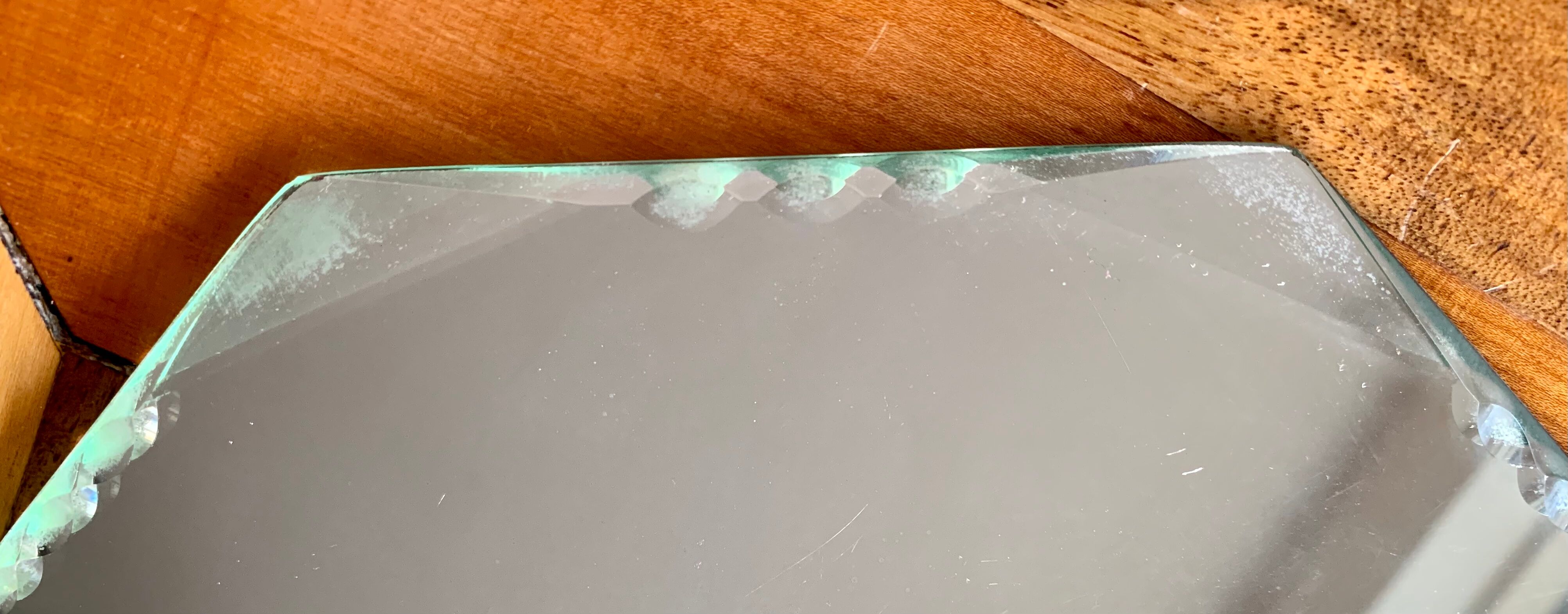 Small octagonal mirror beveled art deco  24x24cm