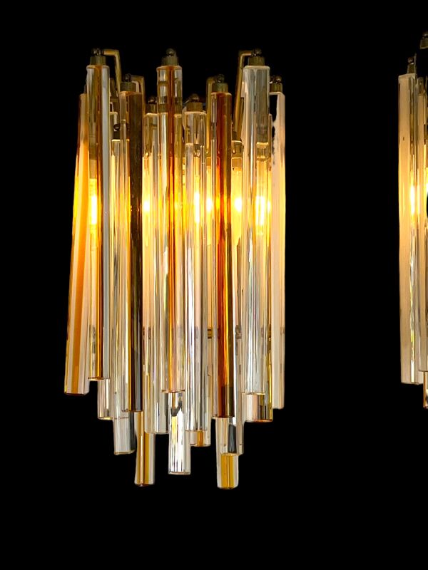 Paire d'appliques en cristal dit ''cascade '' vintage murano par Paolo Venini