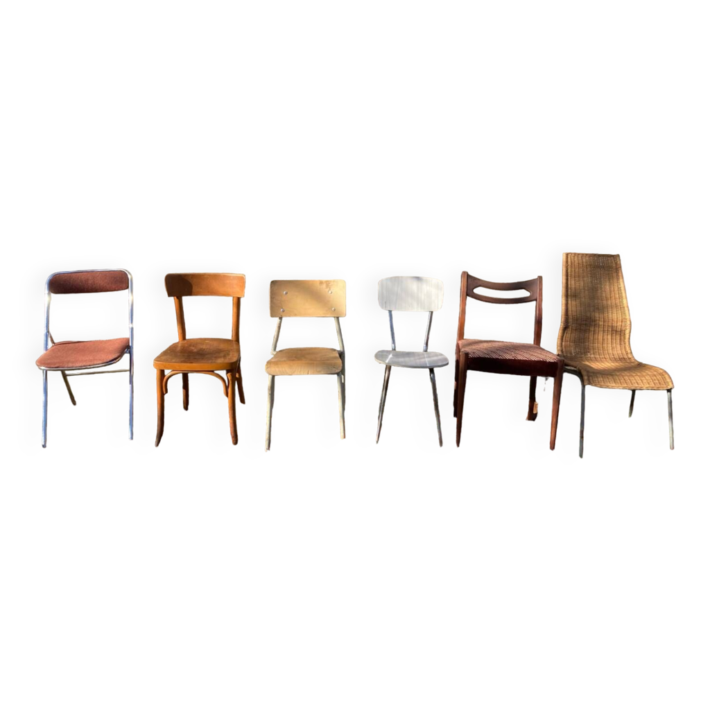 Lot de 6 chaises dépareillées design XXe | Selency