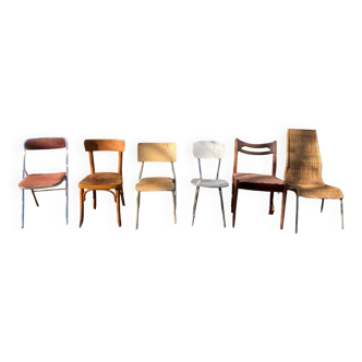 Set of 6 mismatched 20th century design chairs