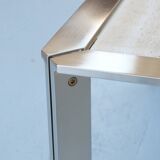 Chrome and travertine coffee table, Artelano France, 1980s.