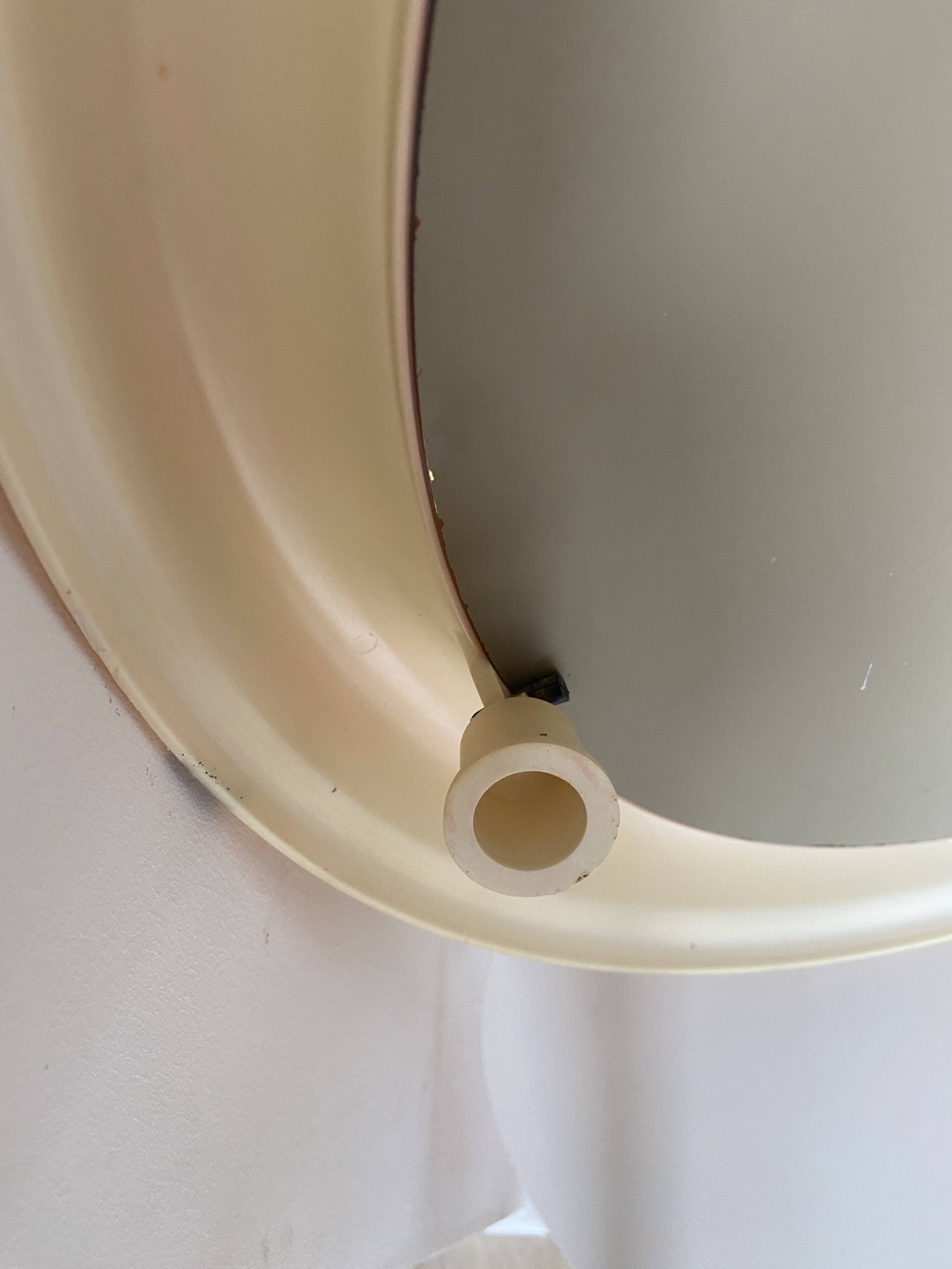 Round Beige and Coral Plastic Wall Mirror from the 70s-80s