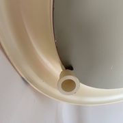 Round Beige and Coral Plastic Wall Mirror from the 70s-80s