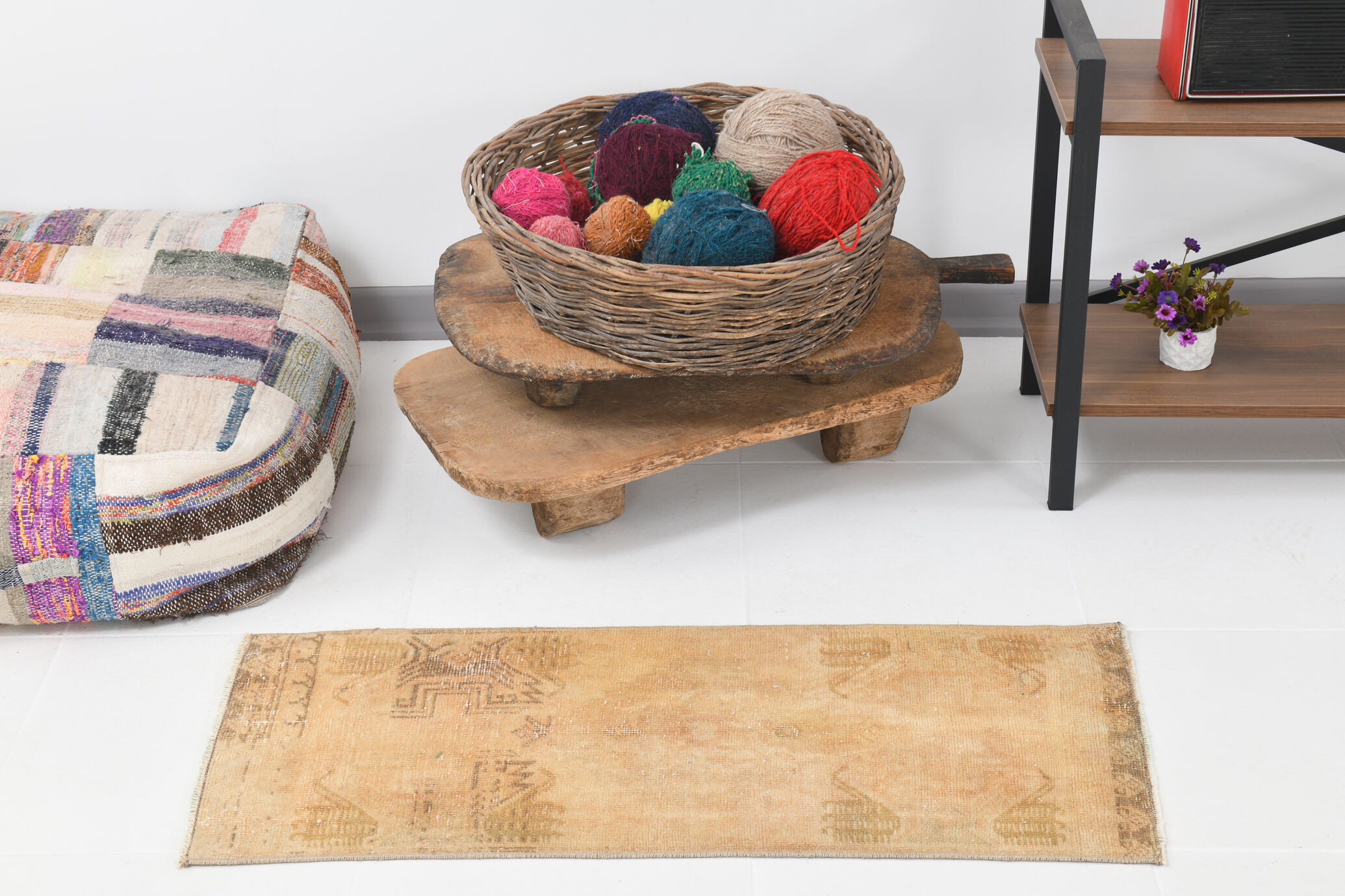 1x3 handmade vintage door mat rug,42x101cm