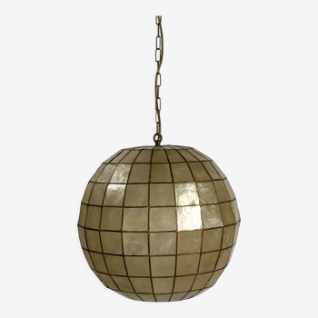 Capiz shell large pendant lamp by Feldman Lighting, Los Angeles, 1960s