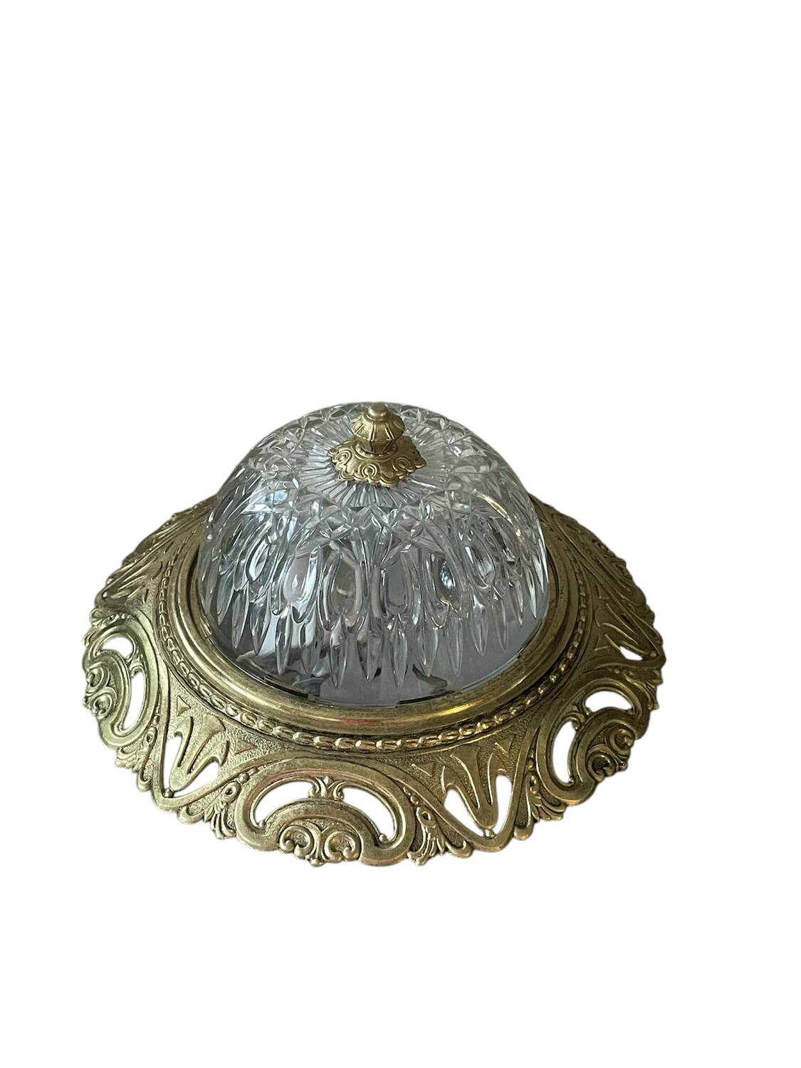 Vintage brass and chiseled glass ceiling light