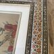 Ornithological painting, marquetry frame