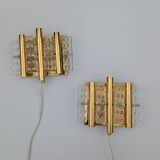 Pair of Hans-Agne Jakobsson wall lights in brass and pressed glass