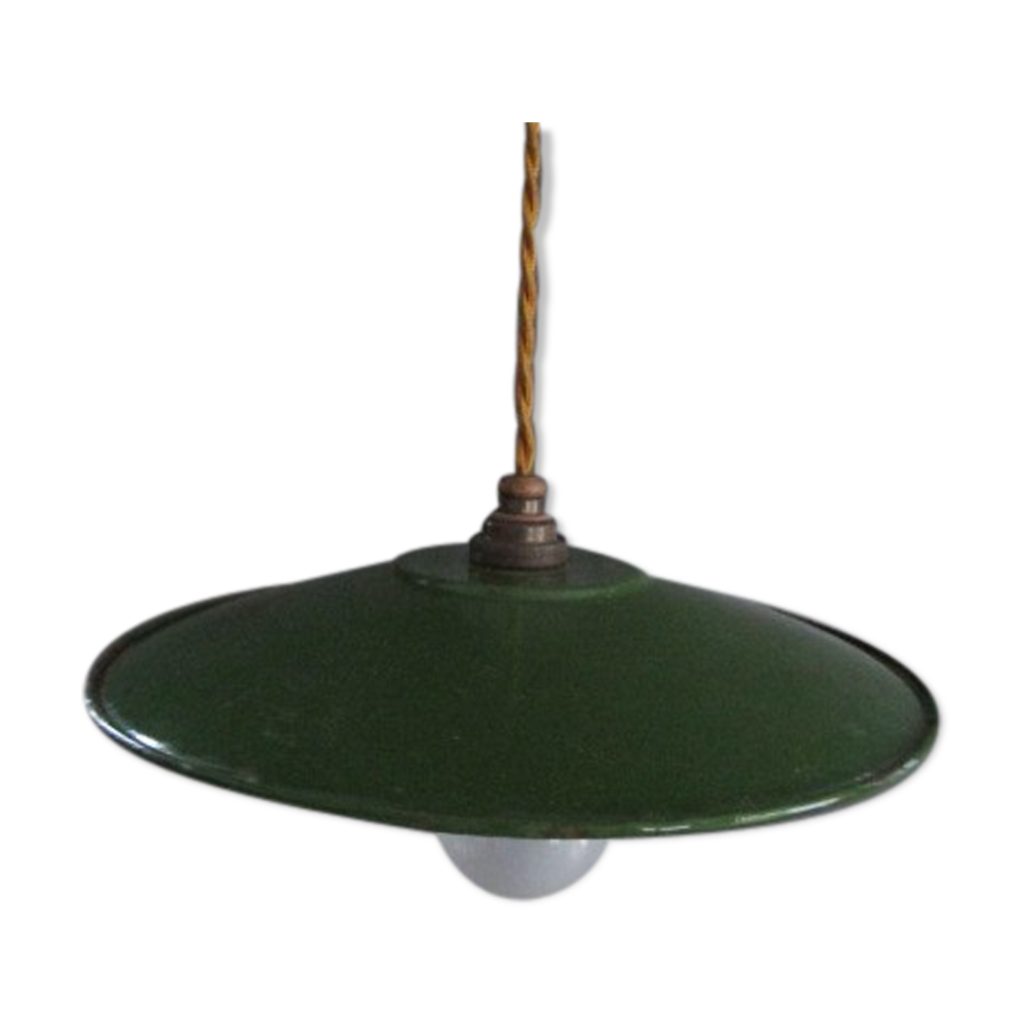 Old suspension in green enamelled sheet metal