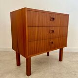 Small chest of drawers or bedside table in teak, Scandinavian design from the 70s vintage