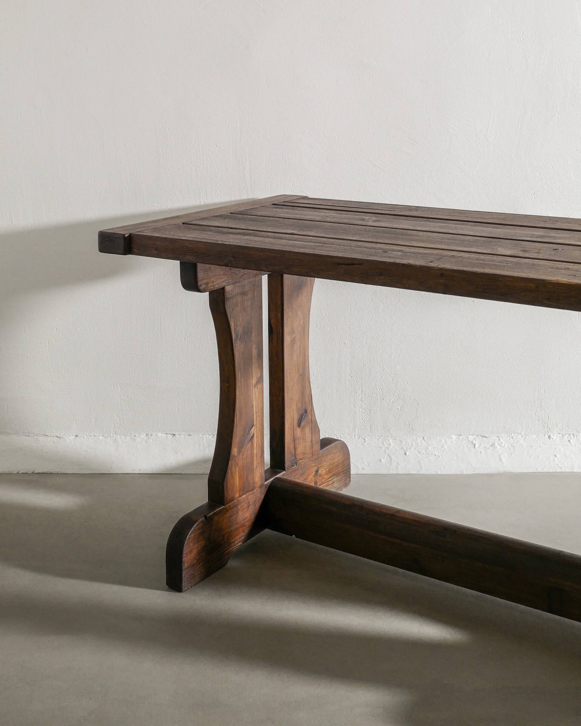 Swedish Wooden "Berga" Dark Pine Table by David Rosén, 1930s