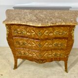 Inlaid chest of drawers Louis XV marble top