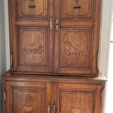 Two-body wardrobe in cherry wood and marquetry